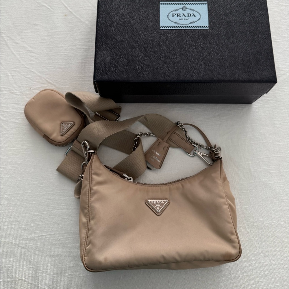 Prada Tan Nylon Crossbody Bag